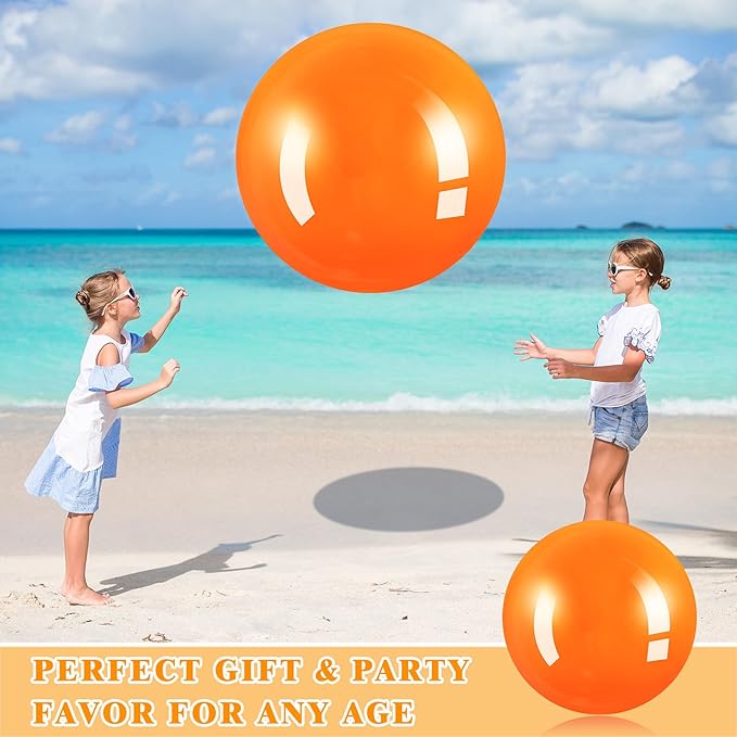 Jenaai 2 Pcs 30 Inch Large Bouncy Balls Giant Inflatable Rubber Kickballs Big Outdoor Exercise Jumping Hopping Ball for Outdoor Activity Sports Party Decor(Orange, Green)