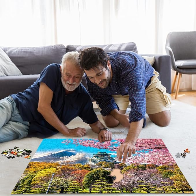 HUADADA 1000 Piece Puzzles for Adults - Cherry Blossoms in Osaka Castle, Japan - Jigsaw Puzzles for Adults 1000 Piece Educational Games Colorful Puzzles for Home Decoration