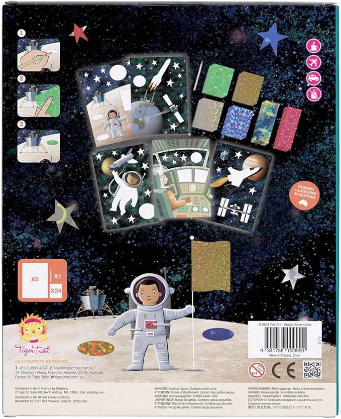 Tiger Tribe Foil Art Kit - Space Adventures DIY Craft Set for Kids, Includes Foil Sheets and Art Cards for Creative Fun