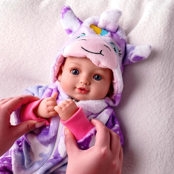 BABESIDE Baby Doll Girl - 15-Inch Realistic Baby Doll with Blue Eyes, Soft Body in Unicorn Outfit Life Like Baby Dolls That Look Real for 4 5 6 7 8 9 Years Girl, Birthday Gift and Pretend Play