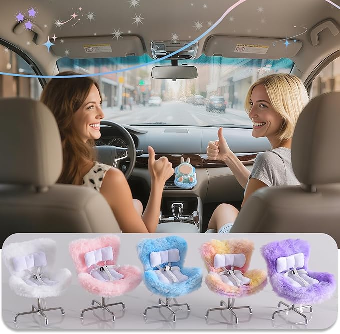 Doll Car Seat Compatible with Bubudoll, Small Seat for 10-17cm Blind Box Toys, Including Air Vent Clip, Desktop Stand, Adjustable Safety Strap, Airflow-Friendly Design, Ideal Car Decor Gifts(Blue)