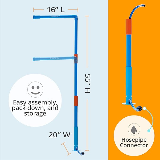 Plum Play Kids Outdoor Water Play Equipment - Rainfall Shower Toys for Kids, Toddler Outdoor Toys, Sturdy Backyard Water Activities, Summer Fun, Backyard Games for Kid, 3+ years and Up (Rain Wall)