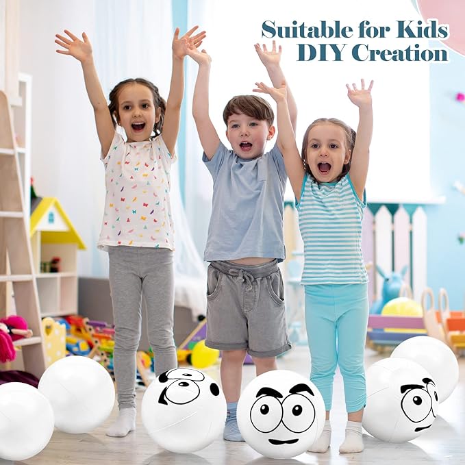 Junkin 20 Pieces 15 Inch Solid White Beach Balls Bulk Inflatable Beach Ball Swimming Pool Party Balls Game Toy for Summer, Pool and Party Favor