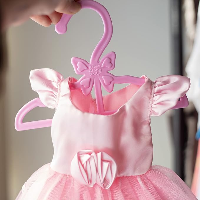 Doll Clothes Hangers for 18" Dolls -Set of 12 White Butterfly Hangers- Unique Design Compatible w American Girl Outfit Accessory Coat Hangers, Holds Shirt, Pants, Skirt - Gifts for Girls Kids Birthday