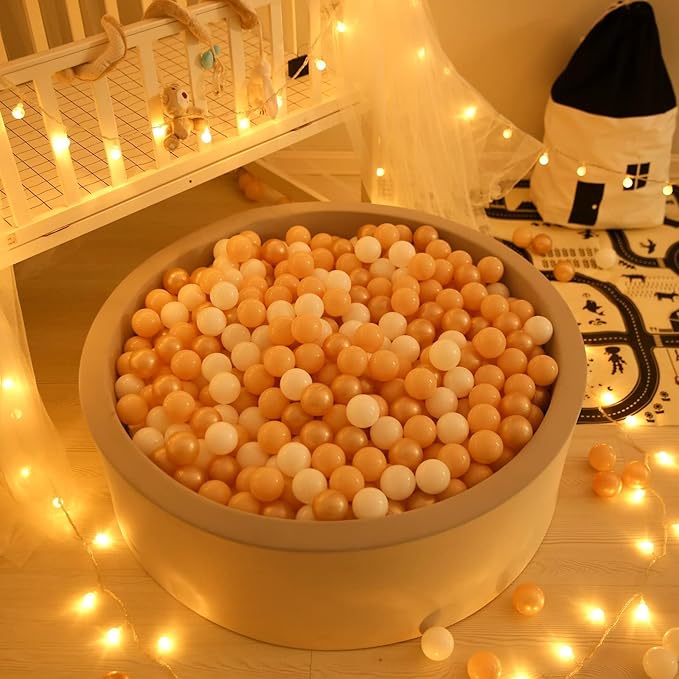 GOGOSO Ball Pit Balls for Toddlers, Brown Plastics Balls for Ball Pool Birhtday Party Girls Kids with Storage Bag, 2.17inches,100pcs