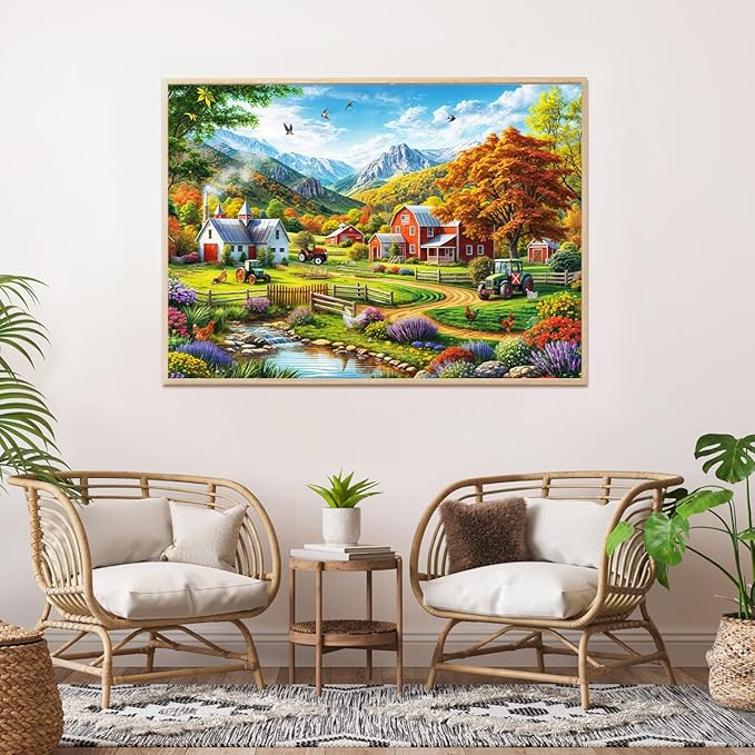 HUADADA 1000 Piece Puzzles for Adults - Country Life - Jigsaw Puzzles for Adults 1000 Piece Educational Games Colorful Puzzles for Home Decoration