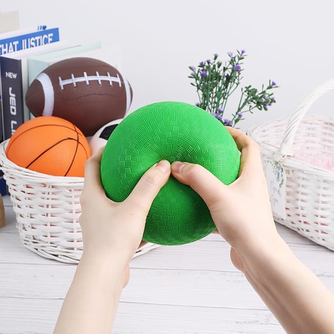 3 otters 4-Pack Sports Balls for Toddlers & Kids, Playground Balls with Pump, 5-Inch Soccer Ball, Basketball, Kickballs, Stockings for Grandkids, Toys for 2+ Boy Indoor/Outdoor Play