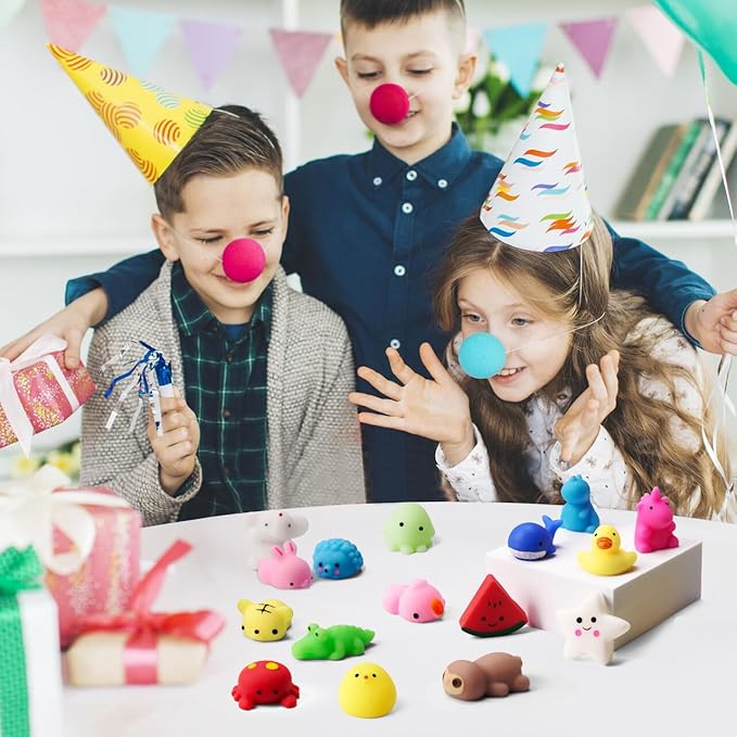 JOYIN Mochi Squishy Toy Set, 100 Pack Mini Squishy Mochi, Party Favors for Kids, Kawaii Stress Relief Toys, Basket Stuffers, Goodie Bags Fillers, Birthday Gifts, Classroom Prizes