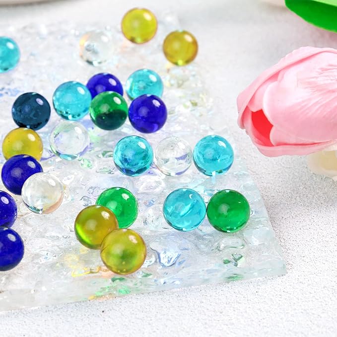 POPLAY 50 PCS Beautiful Player Marbles Bulk for Marble Games,Multiple Colors(1 Whistle for Free)