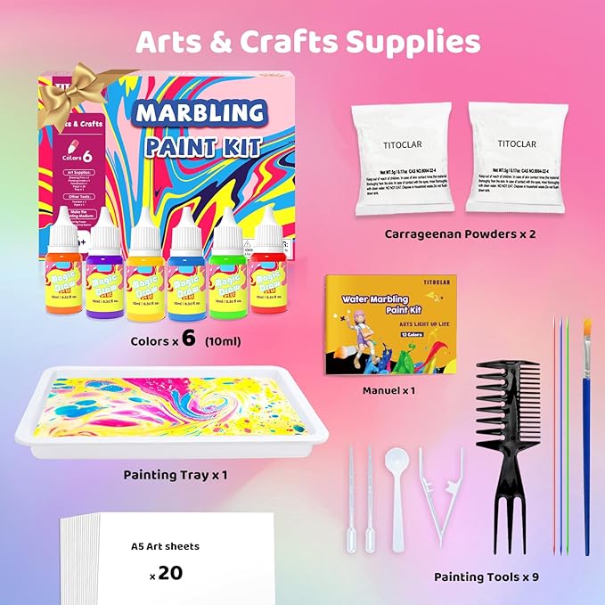 Water Marbling Paint for Kids, Easter Basket Stuffers,Birthday Gifts for Kids 3+ Years Old,Arts and Crafts for Girls Boys Ages 8-12 6-8 3-5,STEM Science Toys