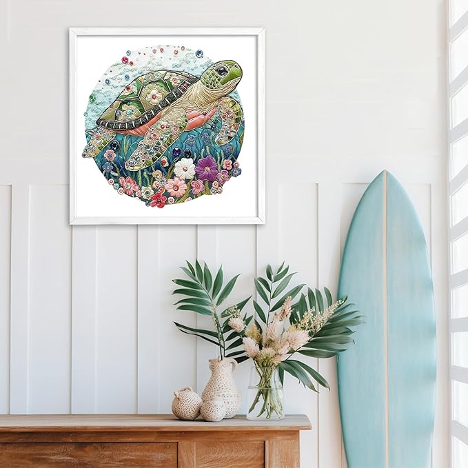 Wooden Puzzles for Adults - Embroidered Turtle Wooden Jigsaw Puzzle, Unique Animal Shaped Wood Puzzles Adult, Christmas Birthday Gifts for Friends/Family, Home Decor 13.4"x13.3"-270pcs