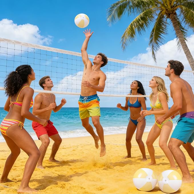 4 Pcs 16 Inch Inflatable Beach Balls Bulk Large Pastel Inflatable Decorated Ball Party Ornaments for Summer Swimming Pool Party Birthday Favors