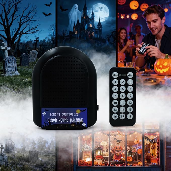 Remote-Controlled Horror Sound Machine, Various Horror Sound Effects and Ambient Music, Scary Toy, Office Prank, Gag Gift, Pocket-Sized April Fool's Gift, Christmas Gift (18 Voices)