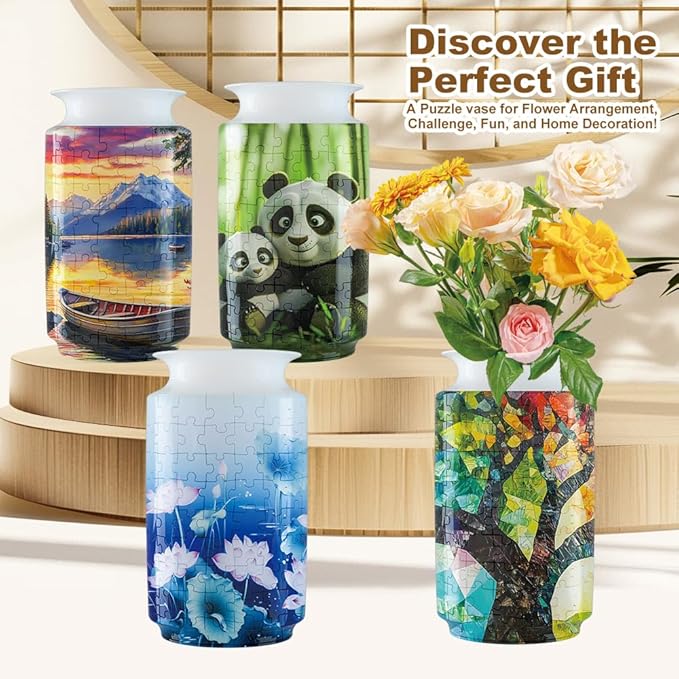 3D Puzzle Vase, 162 Curved Pieces DIY Flower Vase Craft Kit & 3D Puzzles for Adults, Creative Jigsaw Art Project Home Décor Centerpiece,Warming Gift (D-Sailboat)