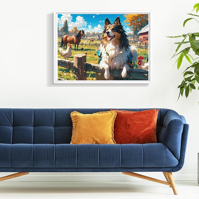 500 Pieces Puzzles for Adult Jigsaw Puzzle 500 Piece Elderly Puzzle Dog Farm Puzzle Gift for Mom Dad Family Friend Family Activity Games Home Decor Wall Art 20.5x15IN