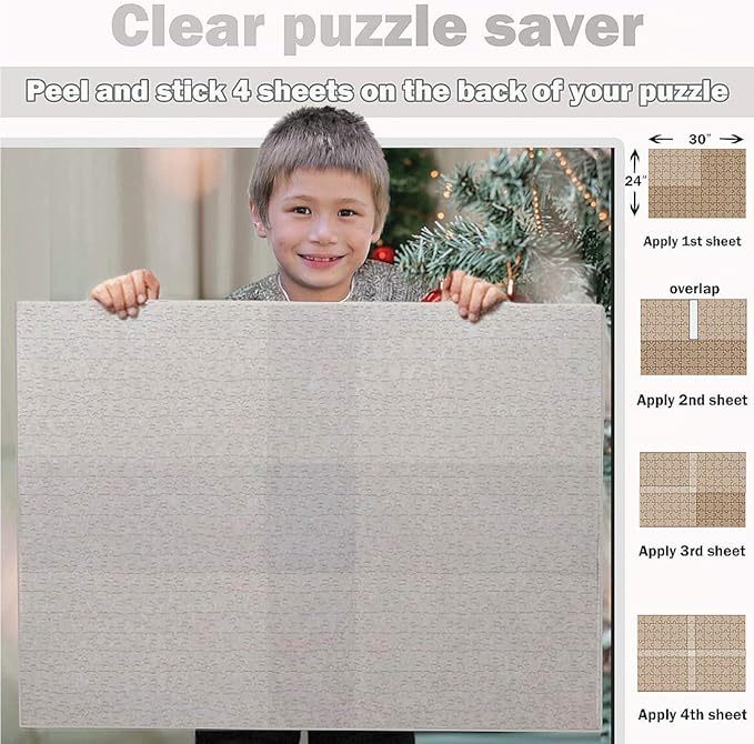 Preserve 2 x 1000 Pieces Puzzles - Clear Puzzle Glue Sheets Extra Large Thick Jigsaw Puzzle Saver Peel and Stick Adhesive Backing to Preserve Frame Finished 24 x 30 Puzzles