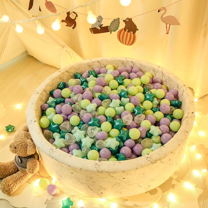 Star Ball Pit Balls for Toddlers -200pcs Ocean Balls Phthalate Free BPA Free Non-Toxic Crush Proof Play Balls Play Tent Pool Playhouse Party Indoor Outdoor(Mint Lavender)
