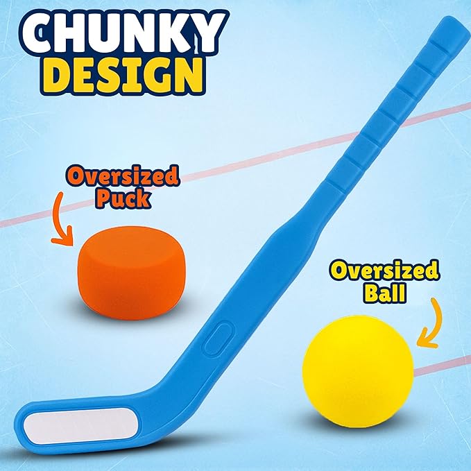 Liberty Imports Kids Floor Hockey Stick Set - 29" Youth Indoor Outdoor Toys Sports Starter Set with Plastic Puck and Ball for Toddlers, Children Ages 3-7 (2 Pack)