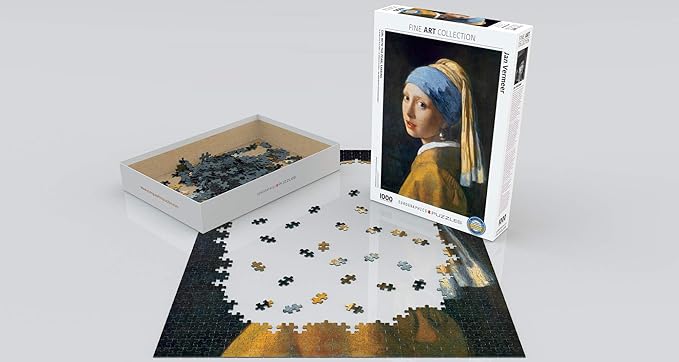 EuroGraphics Girl with A Pearl Earring by Vermeer 1000 Piece Puzzle (6000-5158) , Black