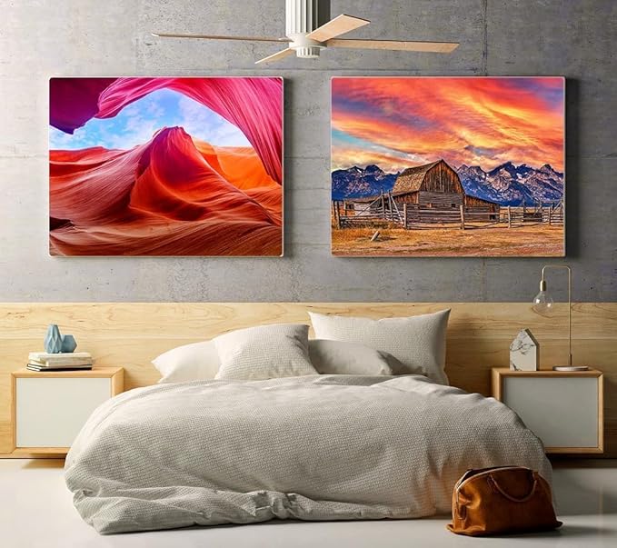 Jigsaw Puzzles for Adults, 2 Pack 1000 Pieces, Nature Landscape Mountain Scene National Park Challenging Puzzle Perfect for Family Activity Game Nights Gifts(Barn in Wyoming & Colorful Rock)