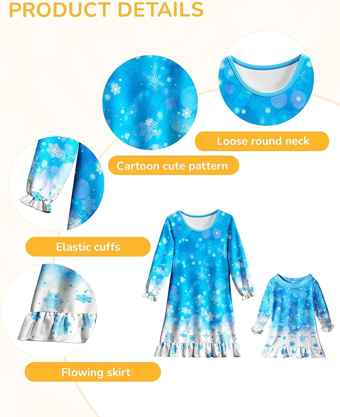 LQSZ Doll and Girl Matching Nightgown Outfit Pajamas Nightie Nightgown for Girls and Dolls Clothes