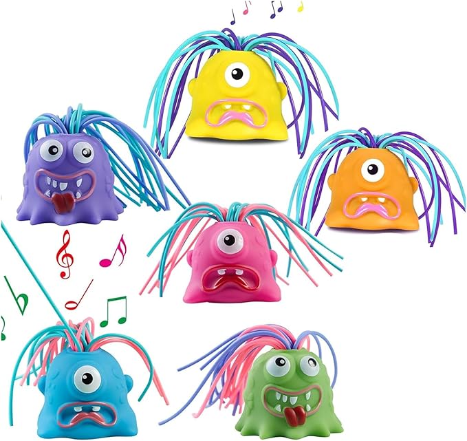Fun Hair Pulling Fidget Screaming Monster Toys,Screaming Monster Toys, Halloween Christmas for 3 4 5 6 7+ Kids Teen Boys Girls Gifts(6PCS)