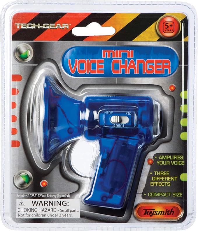 Toysmith Mini Voice Changer- 3 Unique Effects, LED Lights, Amplifies Your Voice- Kids Megaphone Toy, Funny Gag Gifts & Birthday Gift Ideas for Boys & Girls Ages 5+- Colors May Vary, Battery Included