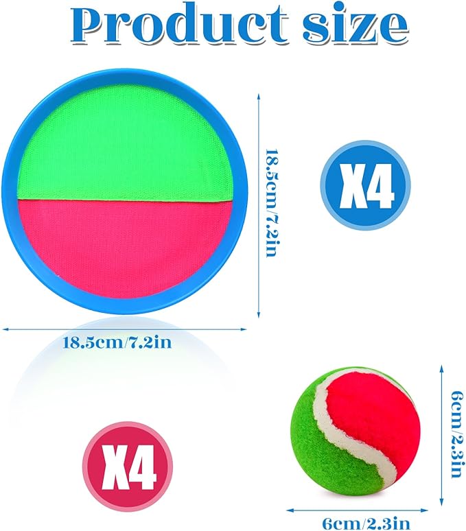 Toss and Catch Ball Set, Paddle Catch Ball and Toss Game for Kids, Great Beach Games/Backyard Games/Outdoor Games for Kids and Family