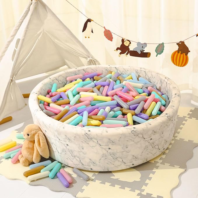 STARBOLO Ball Pit Balls for Toddlers - Pack of 100 Balls 5.12inches Long Balls Crush Proof Plastic Toy Balls for Toddlers Ball Pits, Ball Pit Play Tent, Baby Pool Water Toys(Macaron 10 Colors)