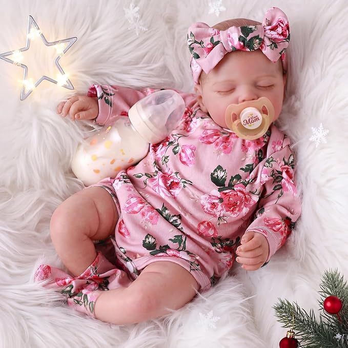 BABESIDE Lifelike Reborn Baby Dolls - Sleeping Realistic Newborn Soft Body Real Life Girl Dolls with Accessories Gifts for Kids Age 3 + & Collection, 20 inches