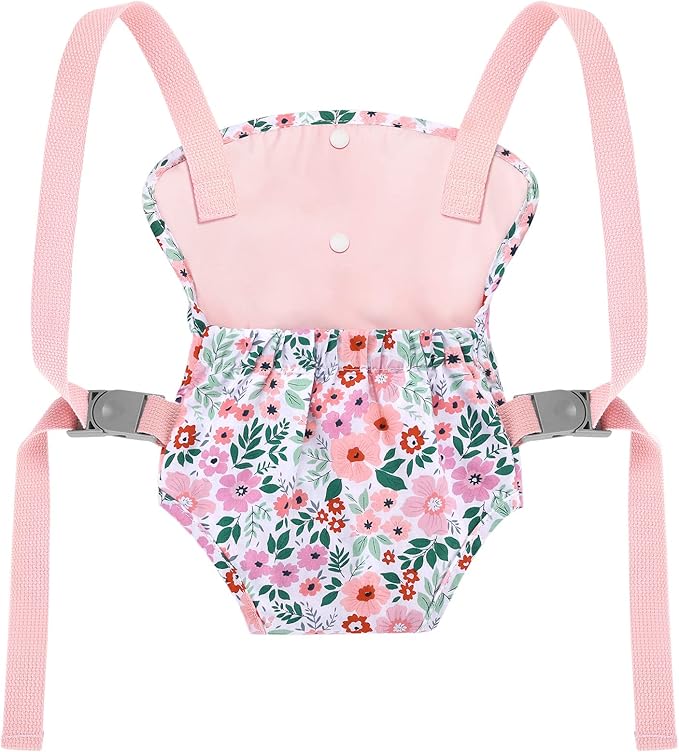 GAGAKU Baby Doll Carrier for Toddlers Doll Carrier for Little Girls Toy Baby Carrier for Kids Reborn Baby Doll Accessories - Pink (Leaf)