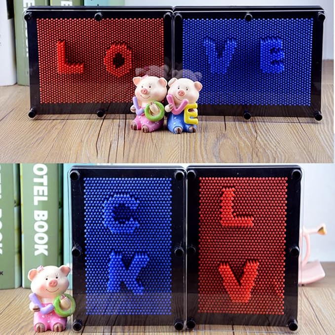 3D Pin Art Intellectual Fun Toy Blue Plastic Pin Art Palm Board Push Pin Toy (Blue-6 x 8 Inches)