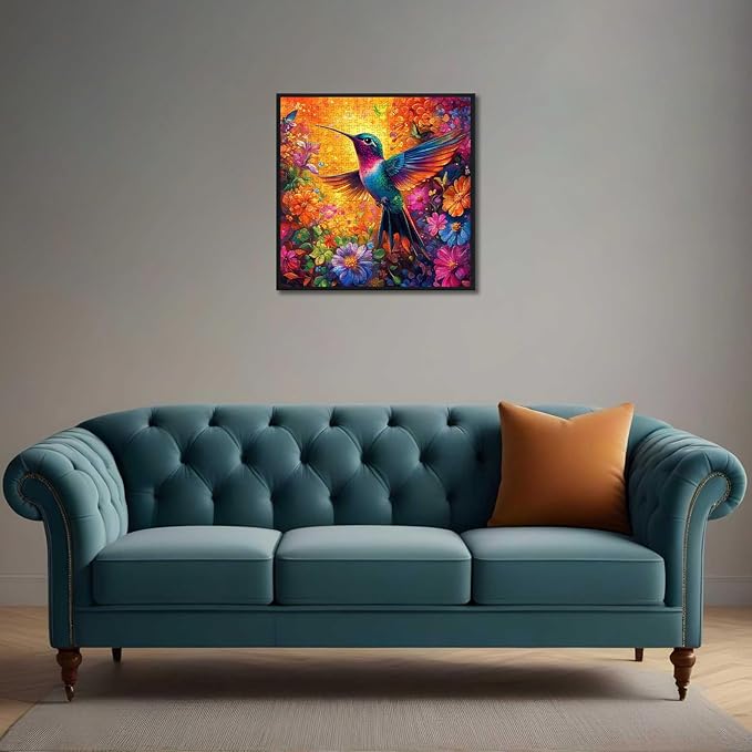 Hummingbird Puzzles for Adults 500 Pieces - Vibrant Flower Humming Bird Jigsaw Puzzles, Beautiful Hummingbird Floral Puzzle with Letters on Back, Challenging Hard Difficult Bird Art Puzzle Games Gift