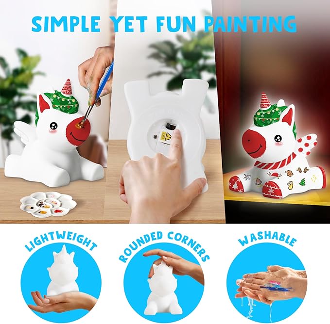 Goody King Paint Your Own Unicorn Lamp Craft Kit, Arts and Crafts for Kids Ages 8-12, Birthday Christmas Gifts for 8-12 Year Old Boys Girls, Painting Kit for Kids Ages 3 4 5 6 7 8 +