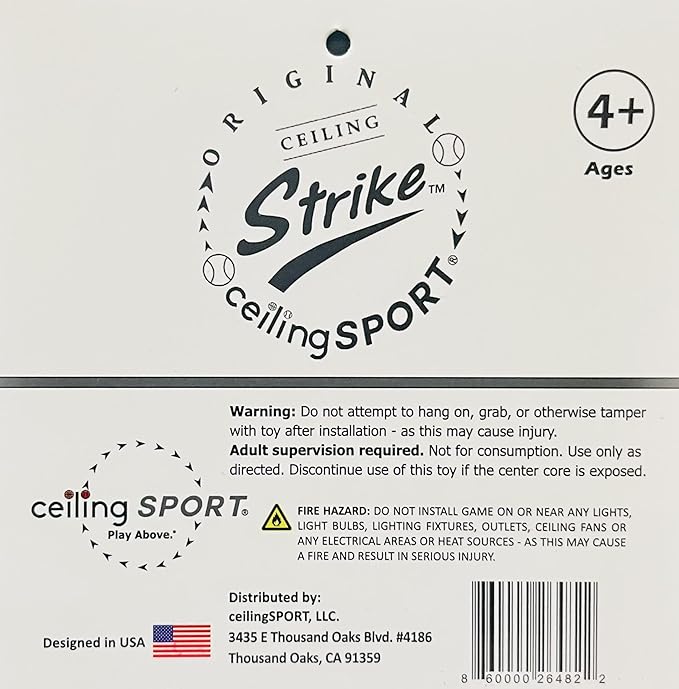 Ceiling Strike: Indoor Easy Catch Ceiling Baseball Kids Toy Game Training Equipment - Includes Soft Backboard/Net/Mitt and Two Mini Plush Baseballs (Gift Set)
