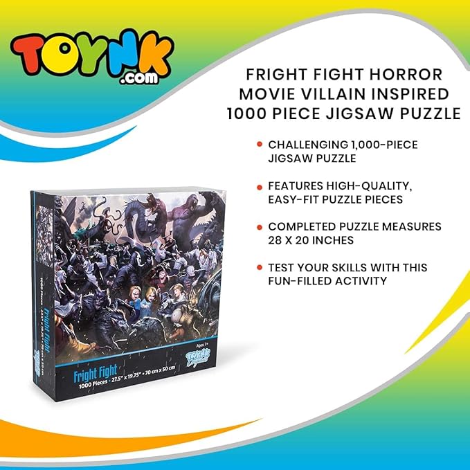 Fright Fight Horror Movie Villain Inspired 1000 Piece Jigsaw Puzzle for Adults | Challenging Interactive Brain Teaser for Family Game Night | 28 x 20 Inches