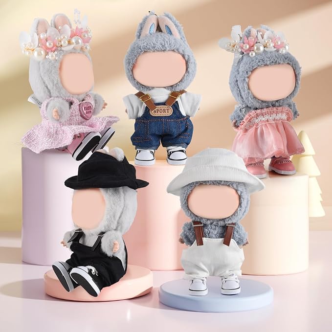 Cute Doll Shoes for Labubu, Premium Doll Shoes for 4-7in Dolls, Compatible with Labubu Doll Clothing & Outfits(White Canvas)