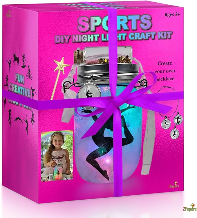 DIY Sports Night Light Gymnastics Gifts for Girls Age 3 4 5 6 7 8-12, Sports Presents & Arts and Crafts Kit for Kids, Art Set Project, Ballet & Dancing Girl Gift