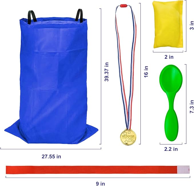 Potato Sack Race Bags - Sack Race Bags for Adults and Kids, Bean Bag Toss Game, 3 Legged Relay Race, Egg Spoon Game, Carnival Outdoor Lawn Game for Easter, Halloween, Christmas, Birthday Party