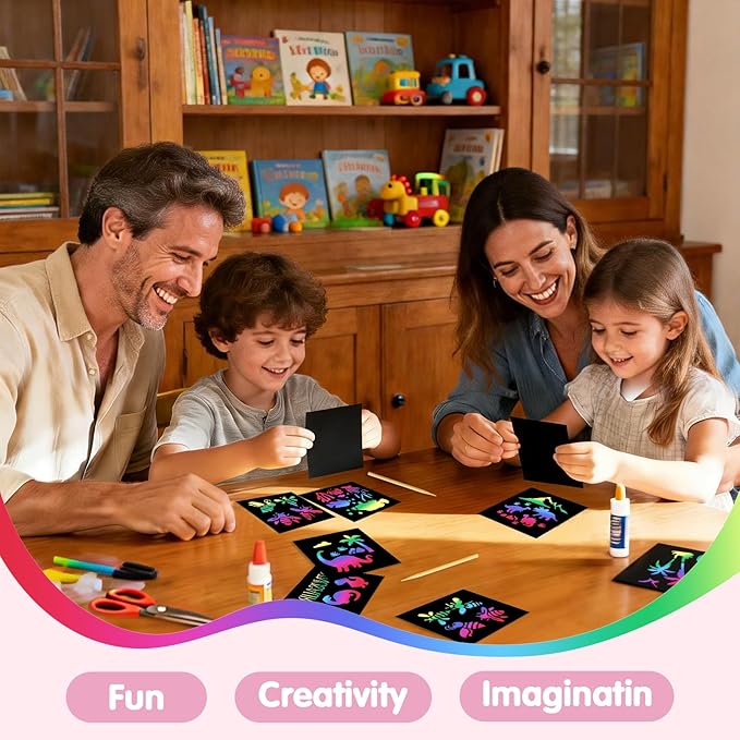 Eommmgl-180 Rainbow Scratch Paper Set,Scratch Art for 4-12 Kids, Mini Notes Arts and Craft Supplies,Matching Random Personalized Stencils ,Christmas Gift,School Classroom Activities, Travel Carrying.