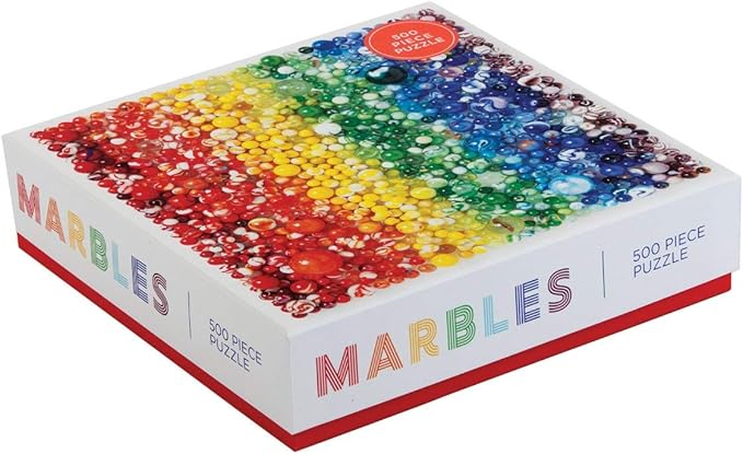 Galison 500 Piece Rainbow Marbles Jigsaw Puzzle for Families and Adults, Finished Puzzle is a Unique Rainbow Image, Photo Art Puzzle Includes Varying Colors and Sizes of Marbles