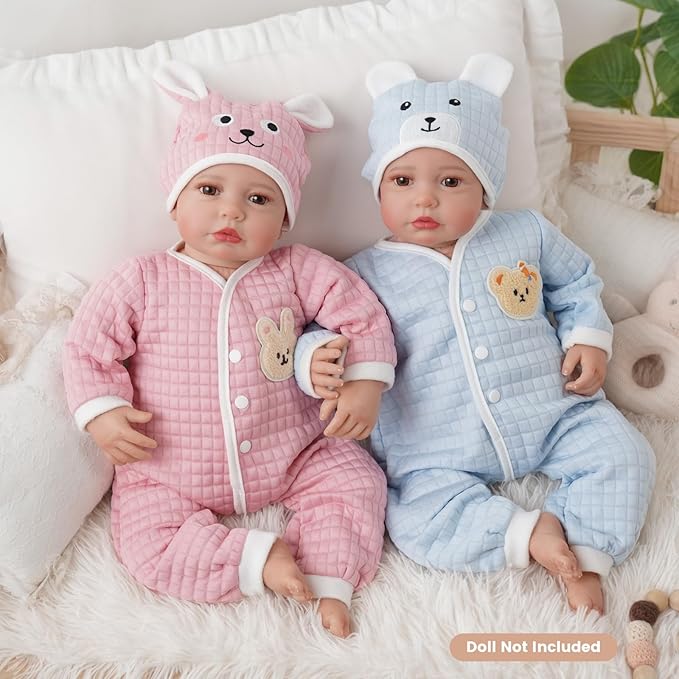 Babeside 4 Pcs Reborn Baby Doll Clothes Set – Soft & Washable Doll Clothes for 17-22 Inch Dolls, Perfect Reborn Babydoll Accessories for Kids, Gift-Ready Outfit Set