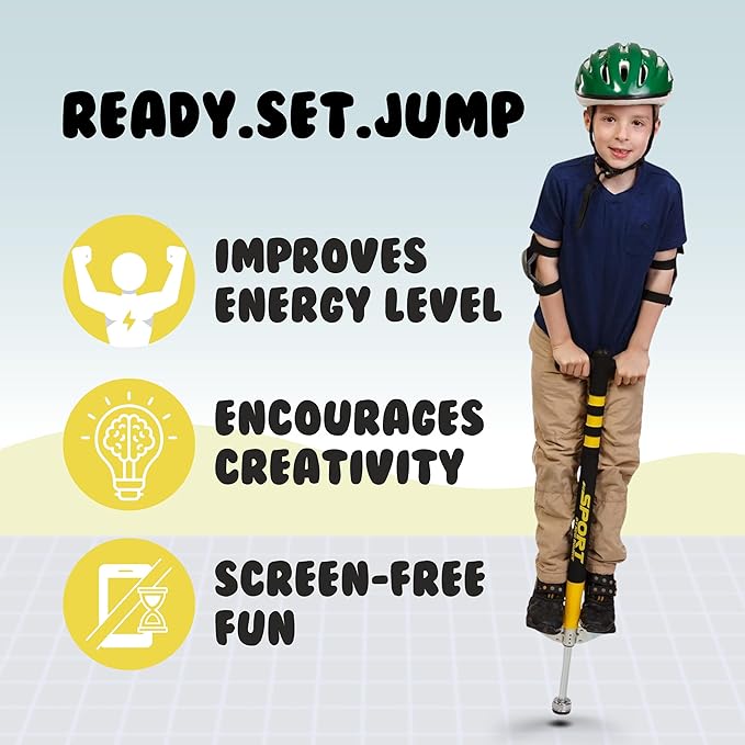 New Bounce Pogo Stick for Kids - Pogo Sticks, 40 to 80 Lbs - Sport Edition, Quality, Easy Grip, PogoStick for Hours of Wholesome Fun