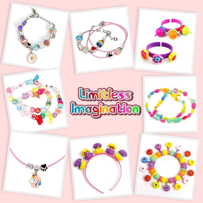 FUNZBO 1600 Pcs Pop Beads with Bracelet Making Kit, Jewelry Making Kit for Little Girls, Arts and Crafts Toys, Necklace Bracelet Ring Snap Set, Easter Birthday Gifts for Kids Ages 3-12 Years Old