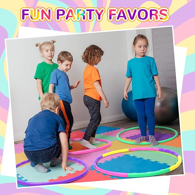 Sratte 12 Pcs Toy Hoop for Kid Detachable Adjustable Toy Hoop Colored Hoop Exercise Ring Plastic Circle for Kid Teen Gymnastics Dog Agility Equipment, Require Self Assembly(Simple Colors, 24 Inch)