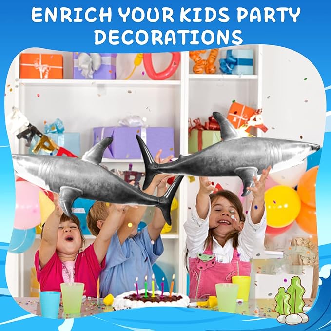3PCS Inflatble Shark Pool Toys, 23Inch Shark Party Decorations for Birthday Pool Christmas, Party Favors Supplies Gift for Kids Adults