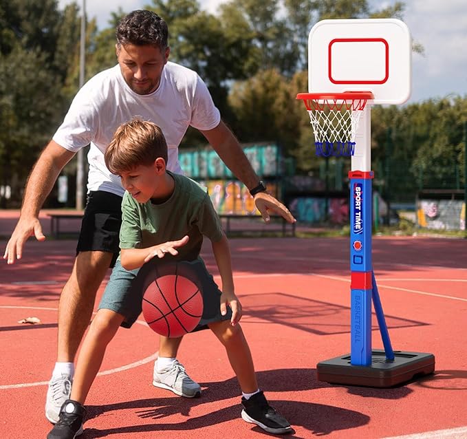 Toddler Basketball Hoop, 55" Height Adjustable Basketball Hoop for Kids 3-5, Kids Basketball Goal, Indoor Outdoor Sport Toys Christmas Birthday Gifts for Baby Boys Girls