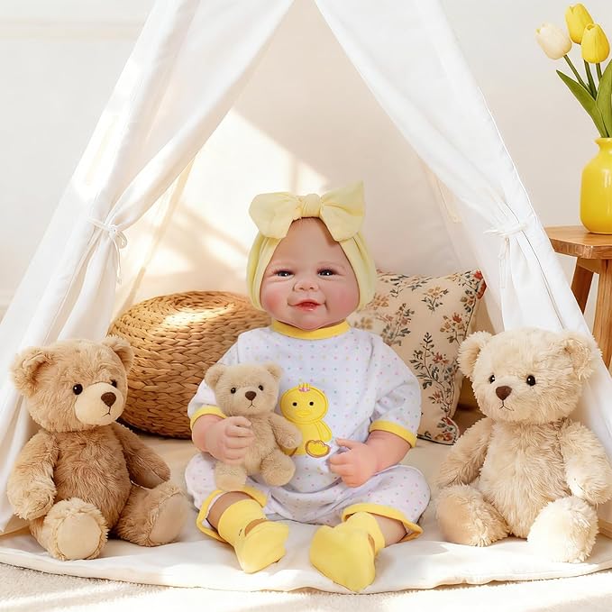 GYIPFIPA Reborn Baby Dolls, 18-Inch Cute Soft Realistic Newborn Baby Dolls Poseable Real Life Lifelike Baby Doll w/Doll Accessories for 3+ Year Old Girls