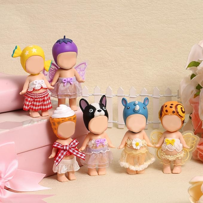 6 Sets Doll Outfits for 3 Inch Doll Pack, Mini Toys Clothes Pack with Tops & Skirts Clothing Mini Figure Costume Dress Up Accessories for Collector Display and Decoration (Purple, Red, Yellow)