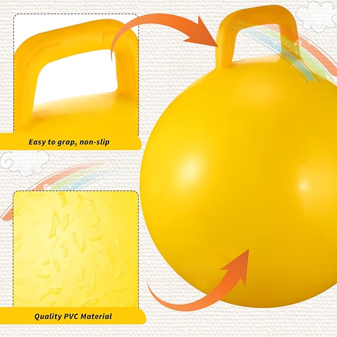 Sratte 6 Pcs Hopper Ball with Handle Bouncing Marble Bouncy Balls Hopping Toys Inflatable Jumping Toy for Jumping Sport Hop Boys Girls Gifts Party Favors(Cute Color)